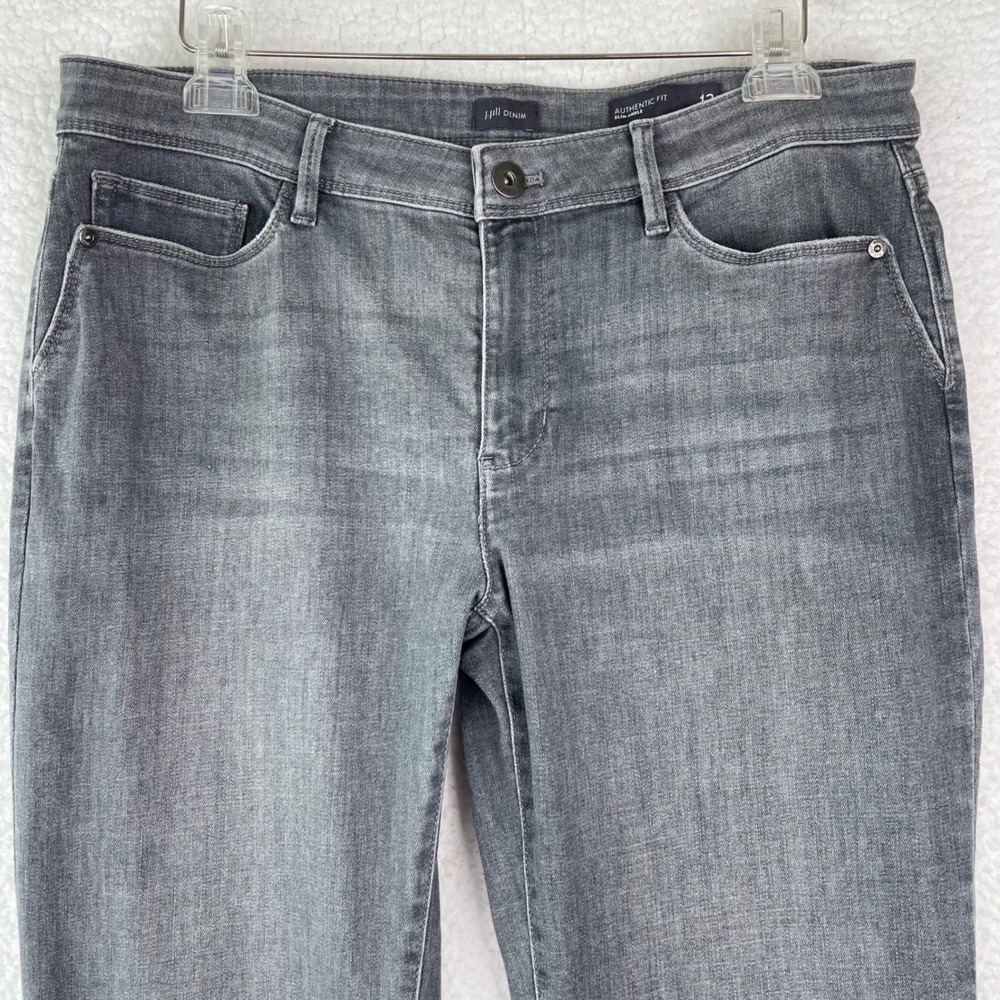 J. Jill Denim Authentic Fit Slim Ankle Grey Jeans Womens Size 12 Stretch - Picture 2 of 12